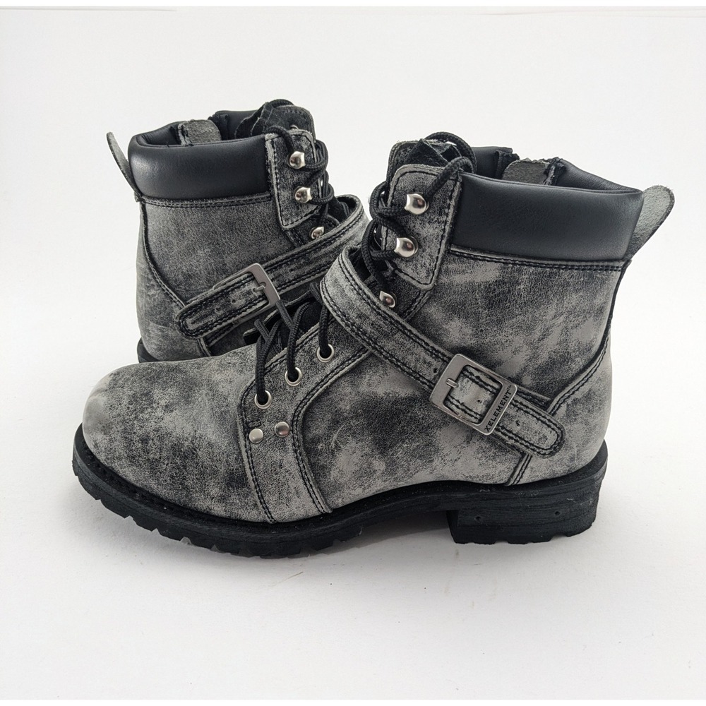 Mens X Element Gray Black Stone Wash Side Zip Combat Boots LU1602 Size 10.5